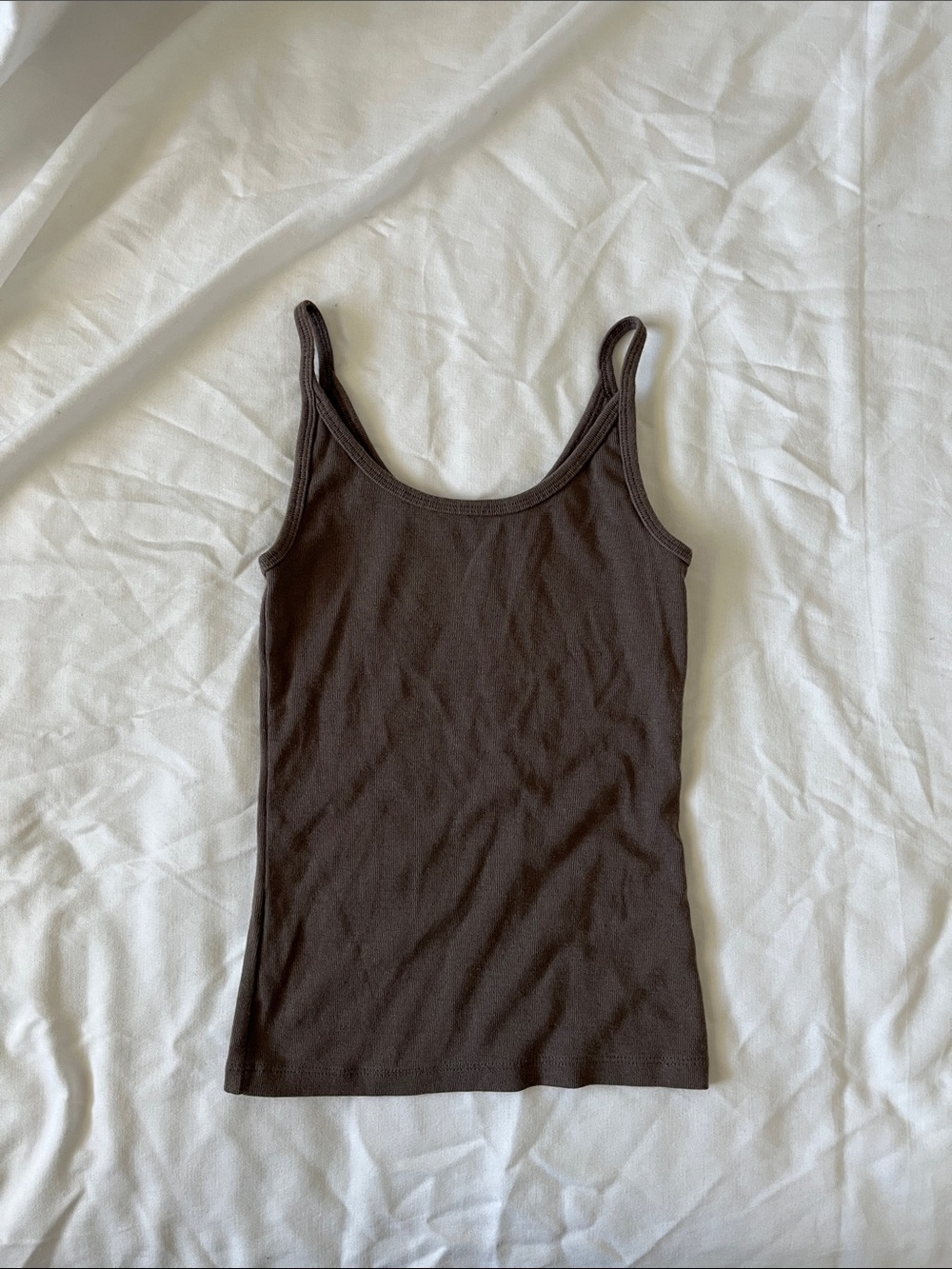 GAP Taupe Brown Ribbed Scoop Neck Tank